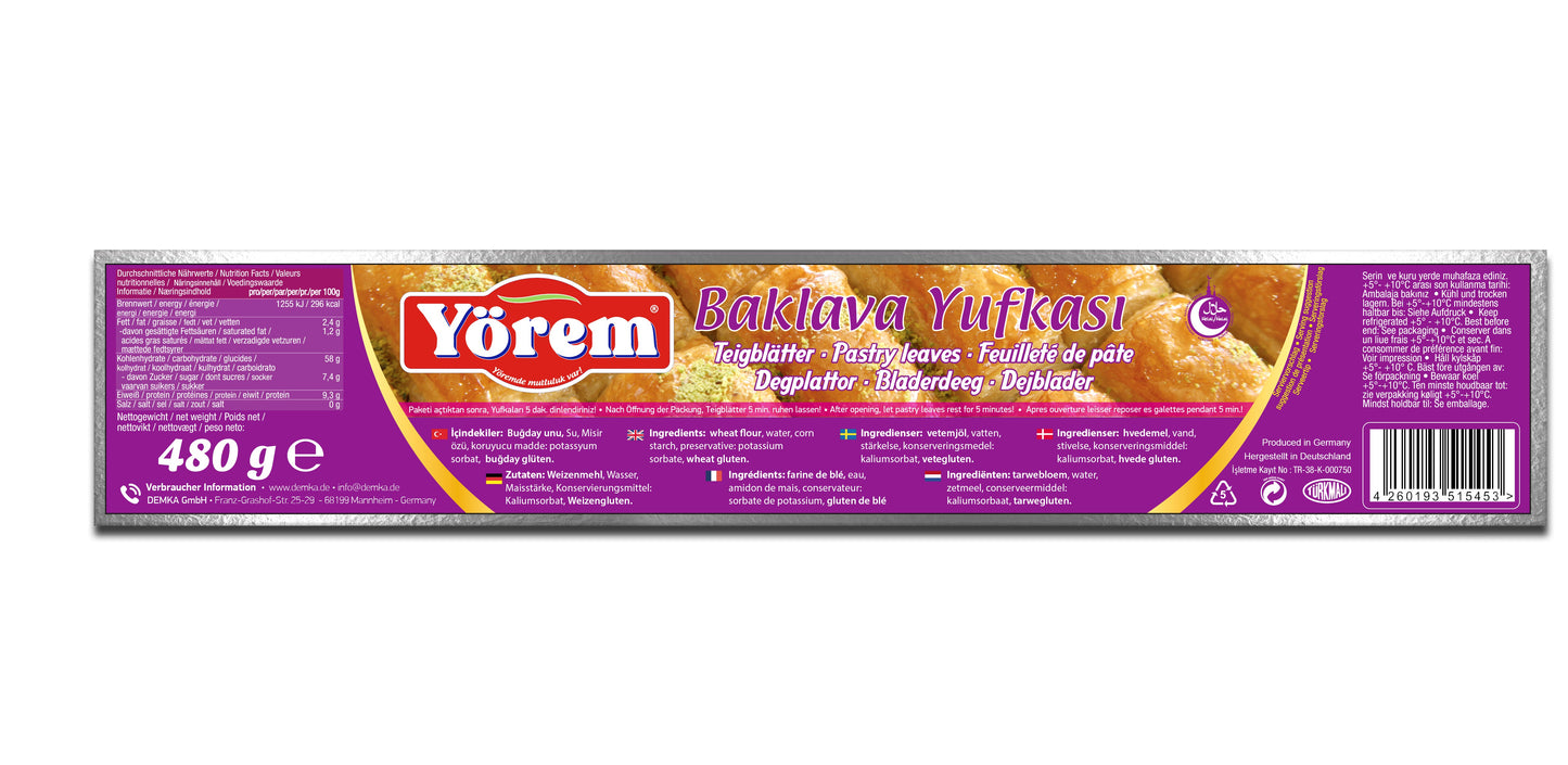 Yörem Baklavalık Yufka 480gr