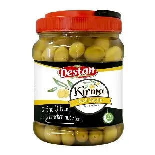 Destan aceitunas verdes con hueso en frasco de vidrio, 900 gr