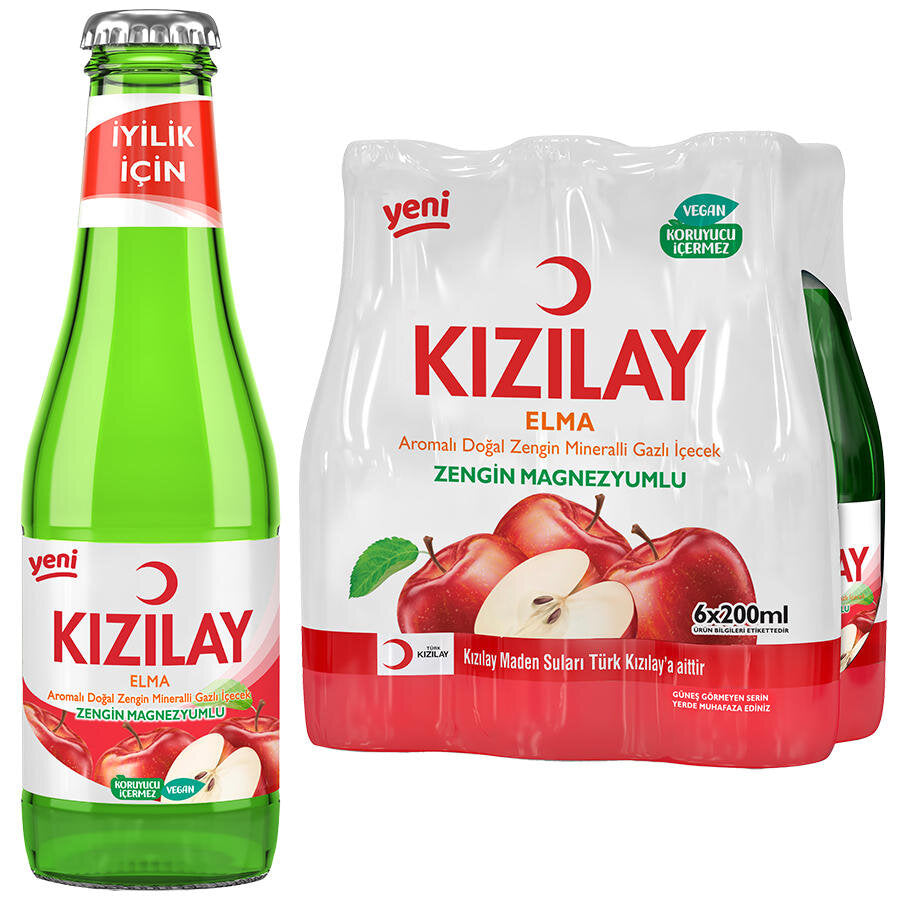 KIZILAY ELMA AROMALI MADEN SUYU 6x200 ml