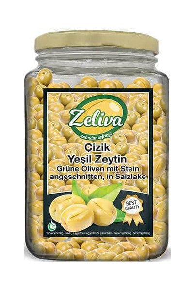 Zeliva Çizik yeşil zeytin 900gr cam