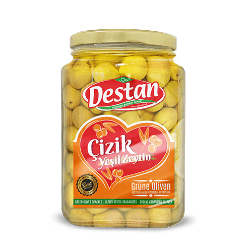 Destan yeşil çizik zeytin 900gr cam