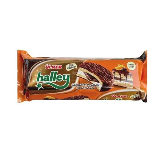 Ülker Halley galletas rellenas de malvavisco y naranja cubiertas de chocolate 235 gr