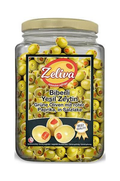 Zeliva Biberli yeşil zeytin 900gr cam