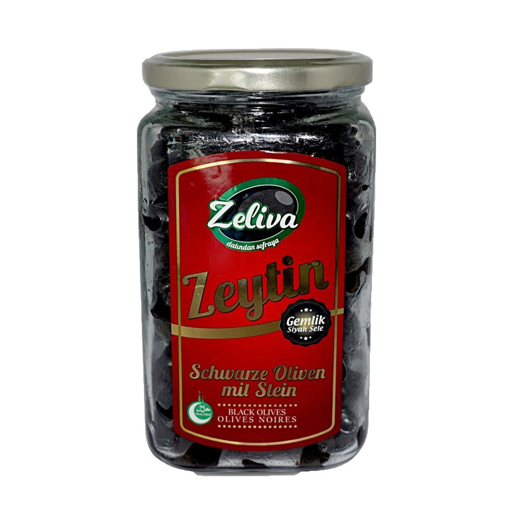 Zeliva Gemlik siyah sele zeytin 900gr cam