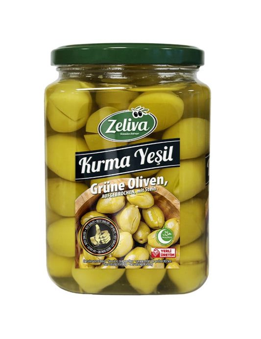 Zeliva Kırma yeşili zeytin 400gr cam