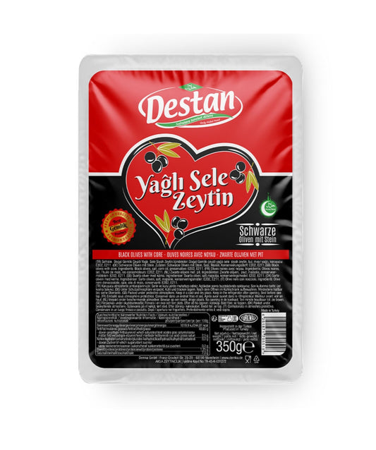 DESTAN Yağlı Sele Siyah Zeytin 350g vakum