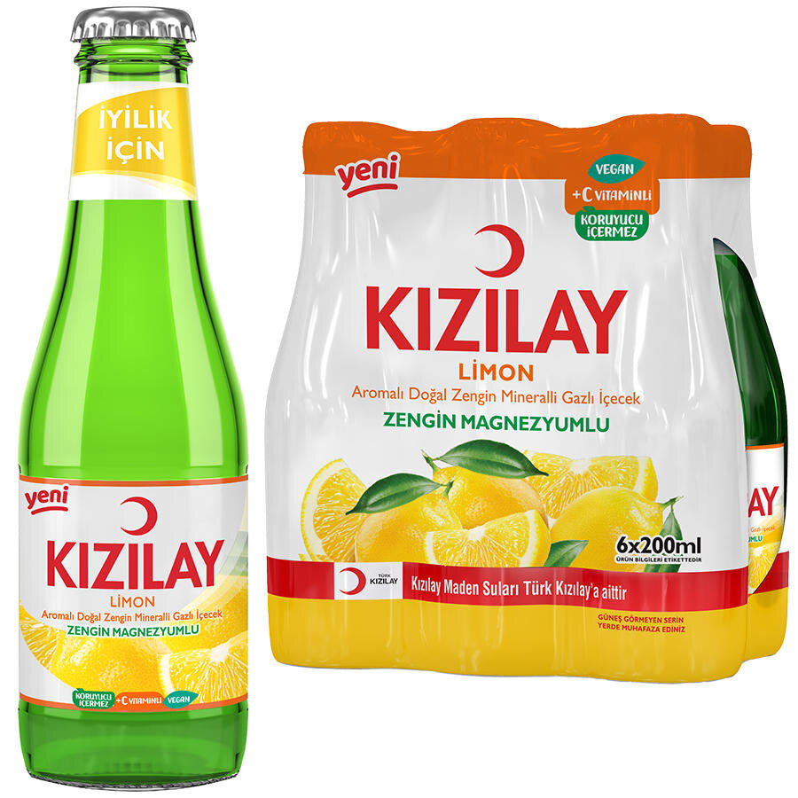 KIZILAY LIMON ARO.+C VITAMINLI MADEN SUYU 6x200 ml